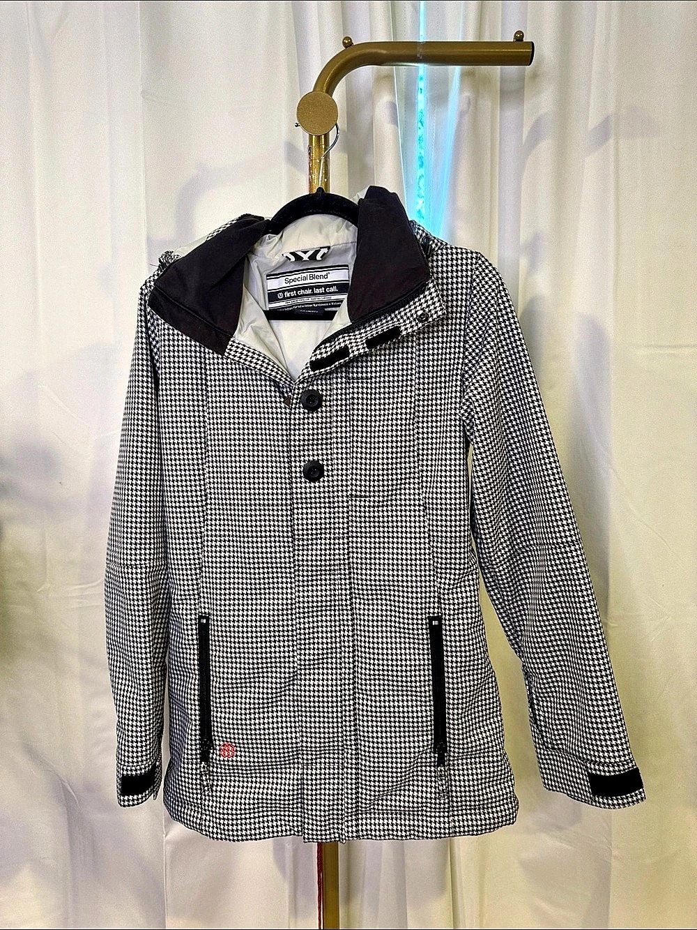 Special Blend Houndstooth Ski Jacket Black & White XS